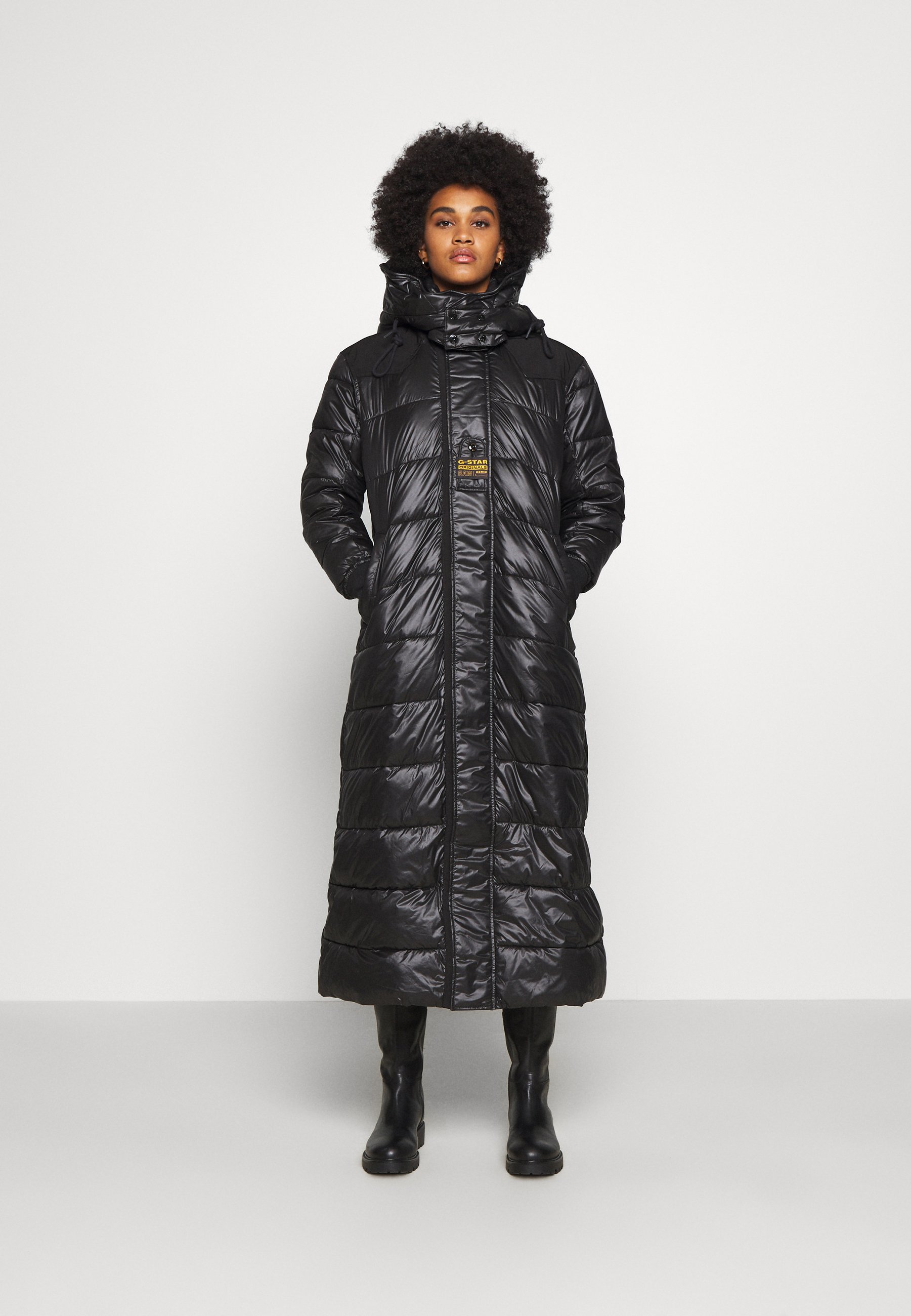 Permanent uitgebreid perzik G-Star EXTRA LONG HOODED PADDED PUFFER - Winterjas - dk black/zwart -  Zalando.nl