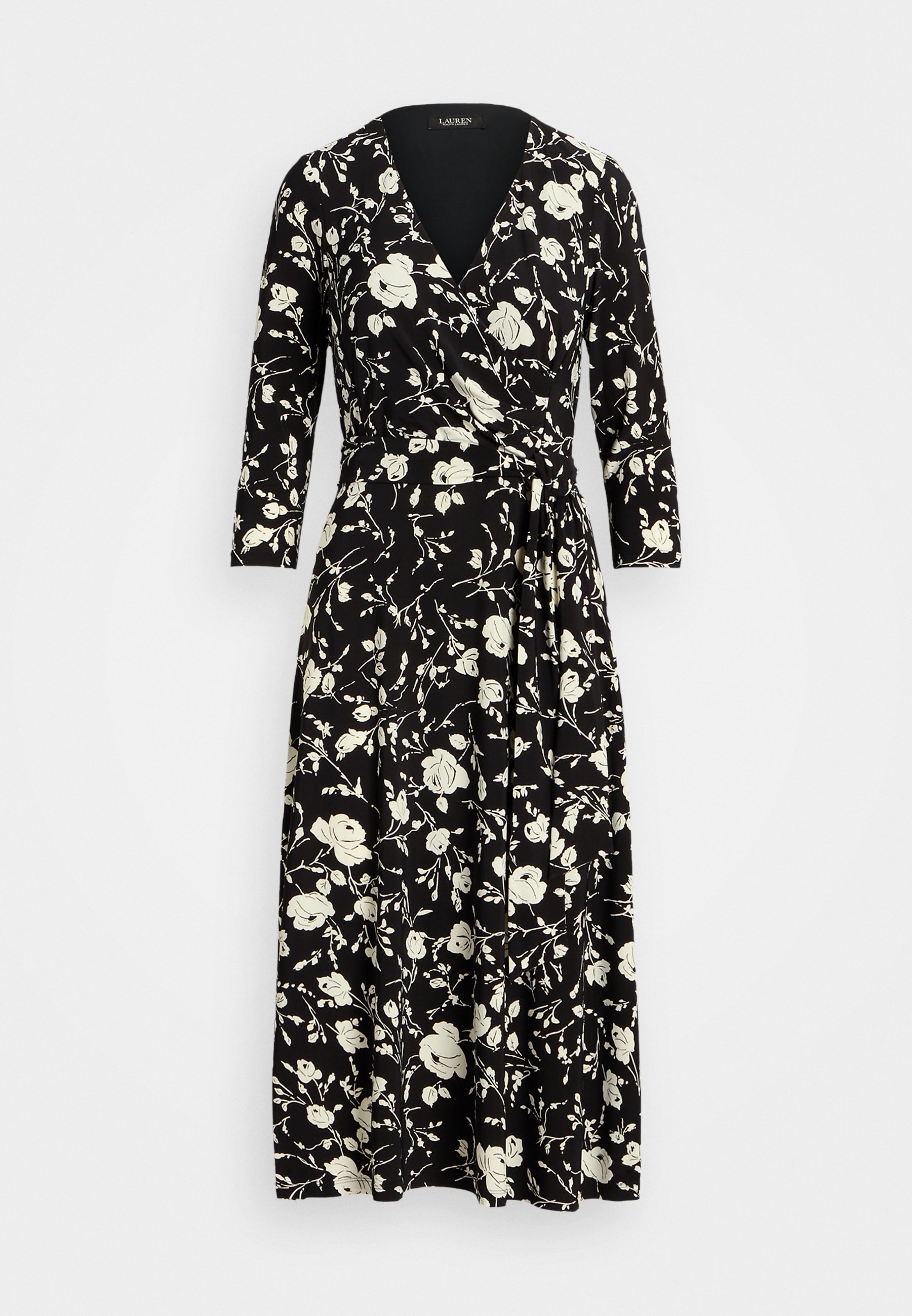 Lauren Ralph Lauren CARLYNA 3/4 SLEEVE DAY DRESS - Jersey dress -  black/cream/off-white