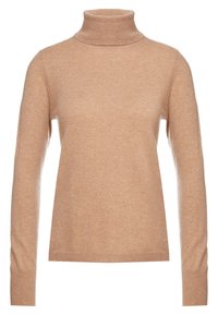 Beige coltrui gemaakt van zachte stof met lange mouwen en een relaxte pasvorm, met ribgebreide manchetten en een halslijn.