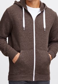 Solid Sudadera con cremallera - brown