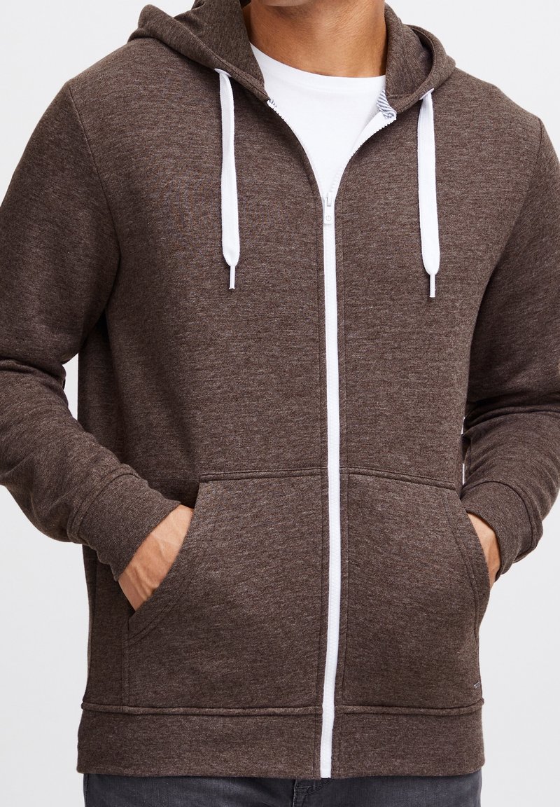 Solid Sudadera con cremallera - brown