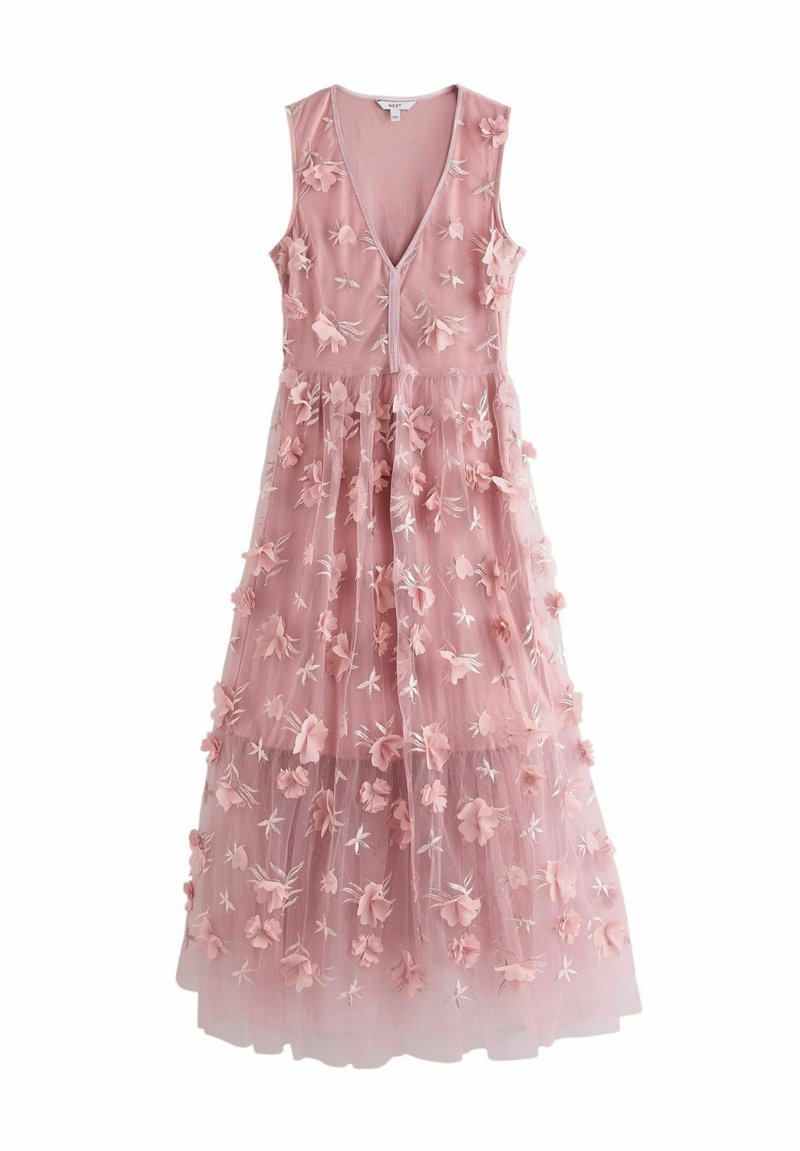 Next 3D FLORAL TEXTURED V-NECK TALL - REGULAR FIT - Společenské šaty - blush pink