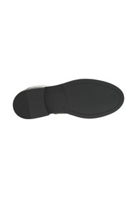 Semelle en caoutchouc noir avec une texture antidérapante, finition mate lisse et bords arrondis ; présente des coutures le long du périmètre.