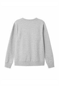 Sweatshirt gris en tissu doux et texturé, avec un col rond, des manches longues et des poignets et un ourlet côtelés. Design au dos uni.