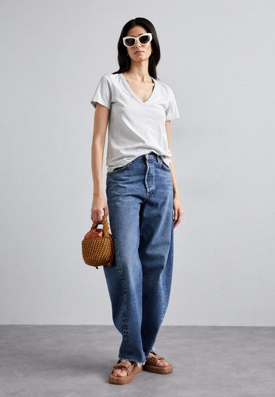 rag & bone THE SLUB VEE - Lihtne T-särk - grey