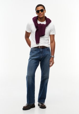 Tommy Jeans, SLIM TEE  - T-Shirt basic - ecru / black / sandy beige