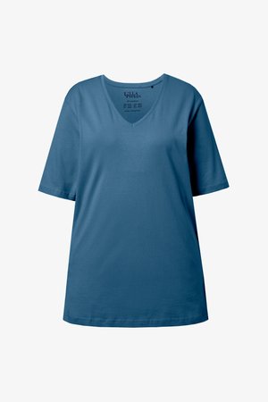 Ulla Popken, V-AUSSCHNITT, HALBARM - T-Shirt basic - denimblau