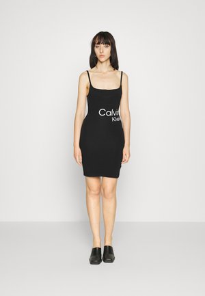 CORSET SEAMING STRAPPY DRESS - Žerzejové šaty - black