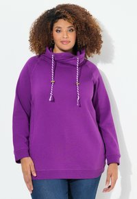 Ulla Popken MIT STEHKRAGEN RAGLANFORM LANGE ÄRMEL  - Felpa - classic dark purple