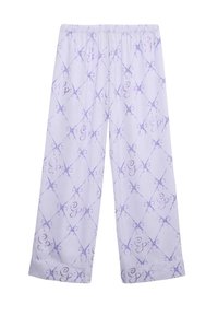 Helle lavendelfarbene Schlafanzughosen mit elastischem Bund. Ausgestattet mit einem Rautenmuster, lila Schleifen und einem Logodesign auf weichem Stoff.