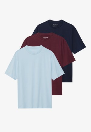 3 PACK UNISEX - Paprasti marškinėliai - dark blue/light blue/bordeaux