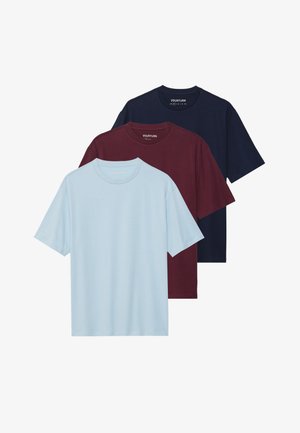 UNISEX 3 PACK BASIC OVERSIZED T-SHIRT - Paprasti marškinėliai - dark blue/light blue/bordeaux