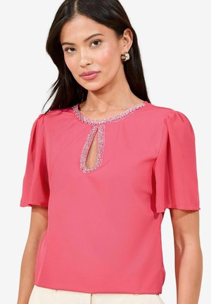 REGULAR FIT - FLUTTER SLEEVE KEYHOLE - Blouse - pink