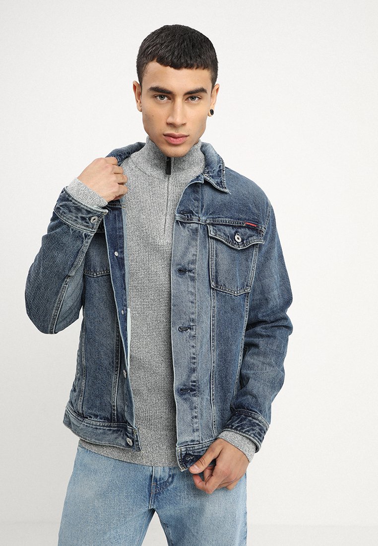 Superdry HIGHWAYMAN TRUCKER Jeansjacka vale mid blue Superdry HIGHWAYMAN TRUCKER Jeansjacka vale mid blue