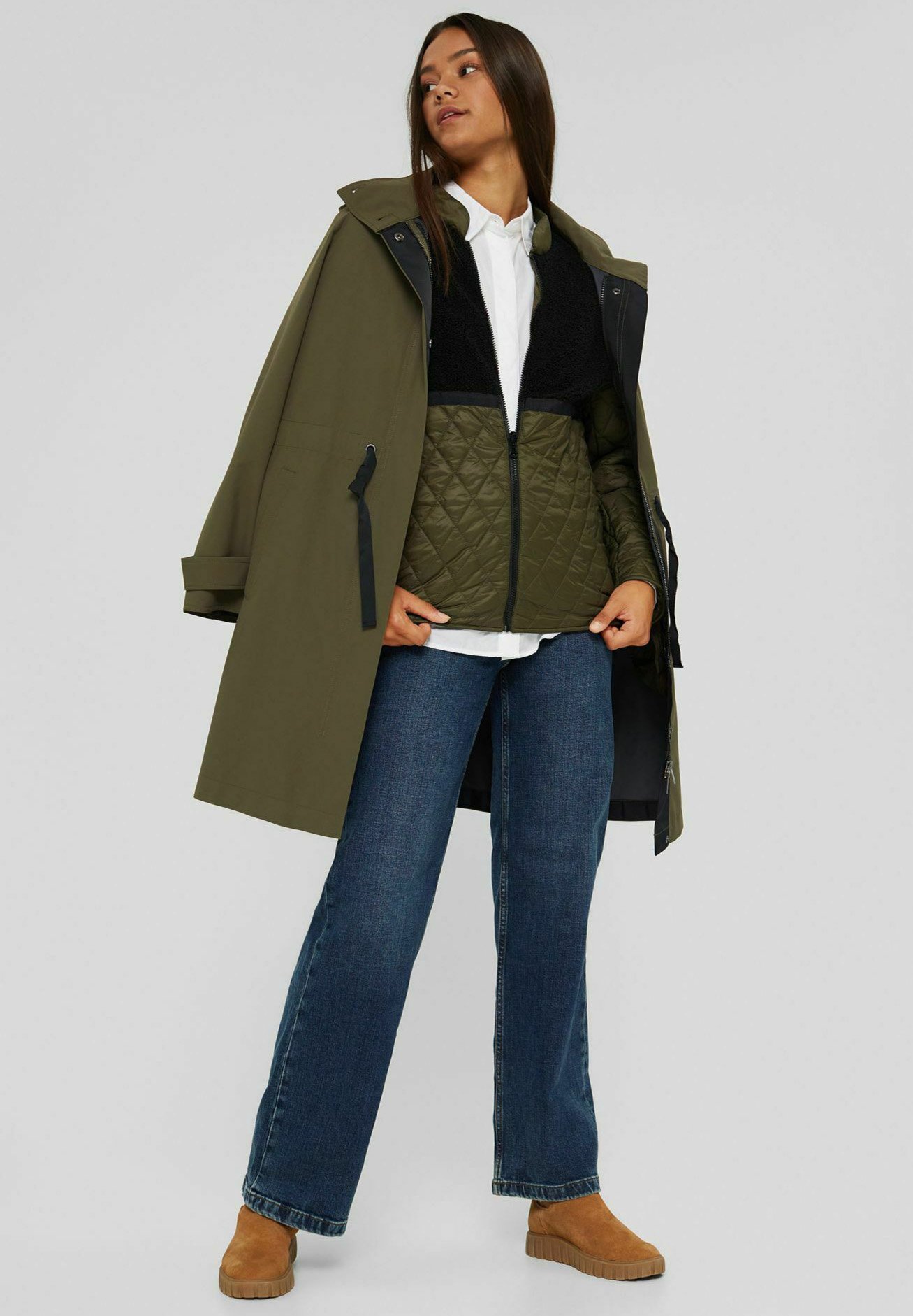 edc by Esprit Parka - dark khaki/verde metalizado - Zalando.es
