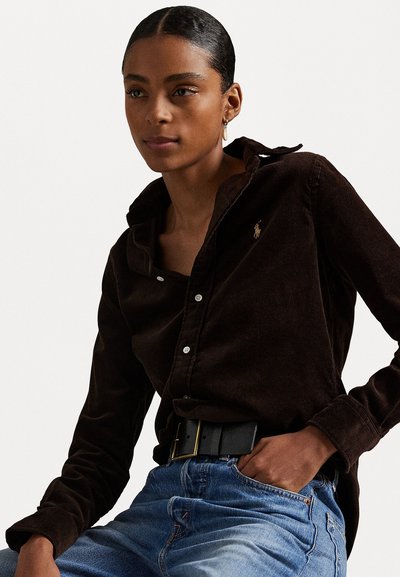Polo Ralph Lauren STRETCH SLIM FIT COTTON CORDUROY SHIRT - Bluza z gumbi - dark beech