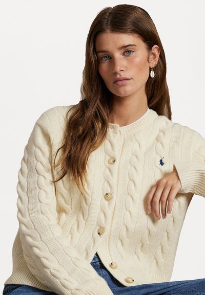 Polo Ralph Lauren CABLE-KNIT WOOL-CASHMERE CARDIGAN - Chaqueta de punto - authentic cream