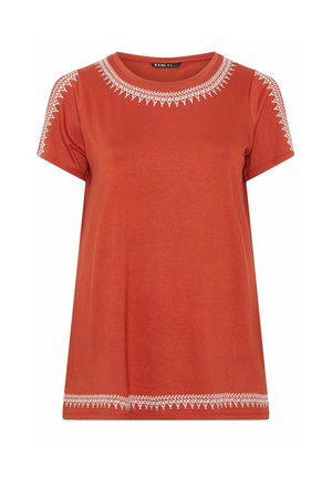 Yours Clothing, PLUS SIZE CASUAL TOPS - T-Shirt print - burnt orange