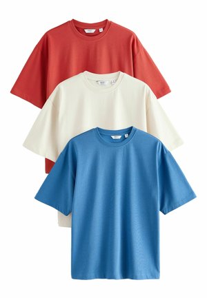 Next, HEAVYWEIGHT T-SHIRTS 3 PACK . - T-Shirt basic - red   ecru white   blue