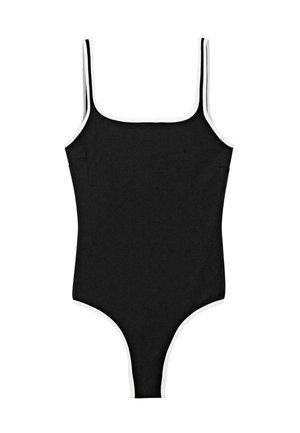 Massimo Dutti, CONTRAST TEXTURE SWIMSUIT - Costume da bagno - black