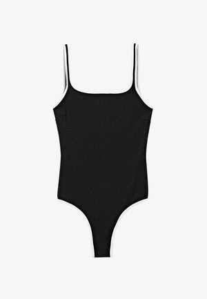 Massimo Dutti, CONTRAST TEXTURE SWIMSUIT - Costume da bagno - black