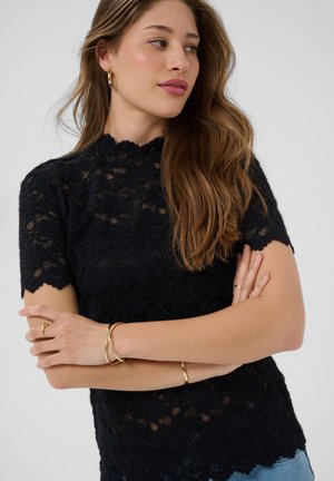 Cream, CRASHLEY SHORT SLEEVE LACE BLOUSE - Blúzka - pitch black