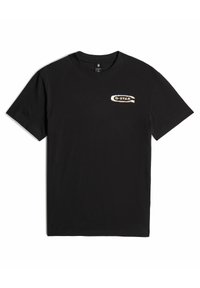 T-shirt en coton noir avec un col rond et des manches courtes. Comprend un petit logo brodé "G-STAR" sur le côté gauche à l'avant.