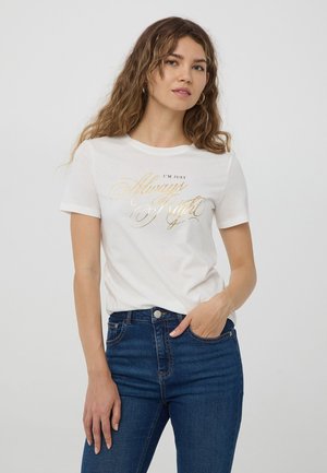 Terranova SCRITTA LAMINATA - T-shirt con stampa - bianco lana