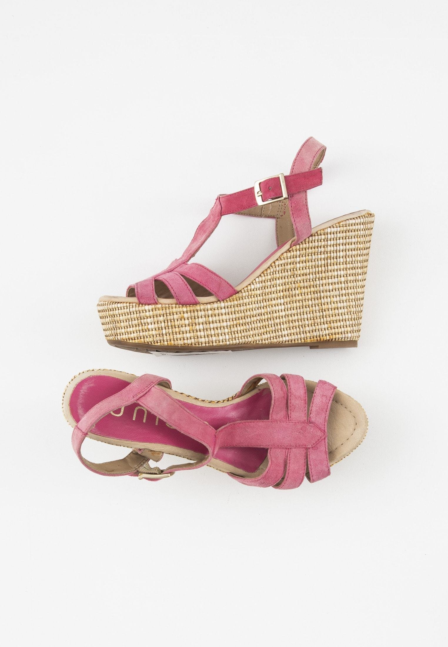 Unisa Sandalen met sleehak - pink/donkerroze - Zalando.nl