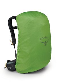 Groene waterdichte rugzak met een strak design, gemaakt van lichtgewicht materiaal. Beschikt over gevoerde schouderbanden en een klein opbergvak.