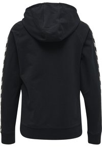 Felpa con cappuccio nera dal texture morbido. Presenta dettagli a strisce a contrasto sulle maniche e polsini a costine sull'orlo.