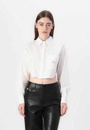 Calvin Klein Jeans LABEL CROPPED SHIRT - Blusa - white