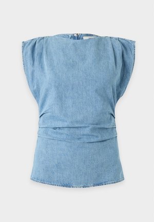 Topshop, BOAT NECK - Blouse - medium blue denim