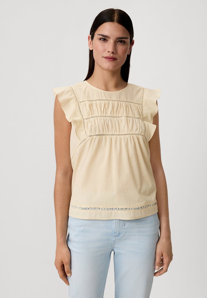 comma casual identity MIT ZIERBORTE - Bluse - hellgelb