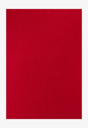 Red fitted fabric with a smooth texture and ribbed pattern, showing uniform color without visible seams or accents.