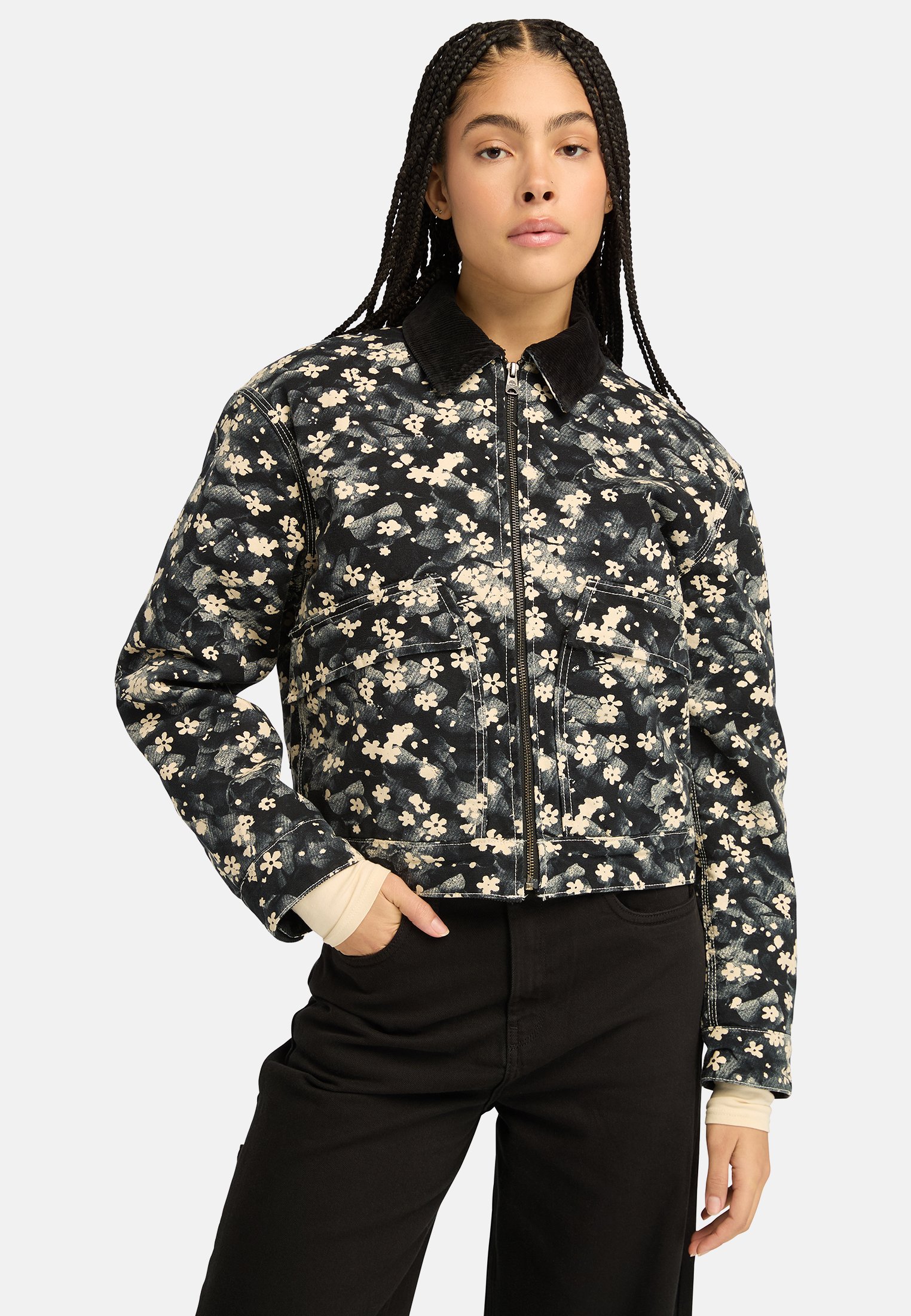 Giacca Bomber Floreale Donna HHMY – Manica Lunga Con Zip E Colletto Alto, Per Primavera E Autunno