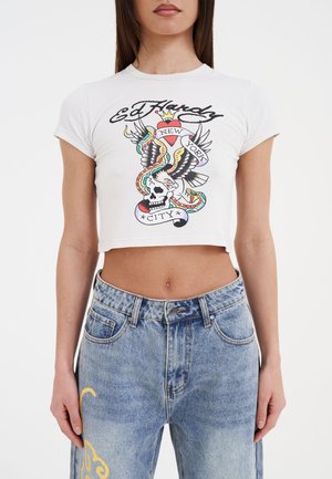 WOMENS NEW YORK CITY CROPPED BABY - Print T-shirt - grey