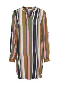 KAMARANA - Skjortekjole - green / pink stripe print