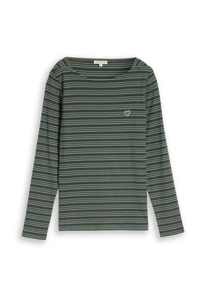 TOM TAILOR, LANGARMSHIRT MIT HERZ-STICKEREI - T-shirt à manches longues - green dusty light green stripe