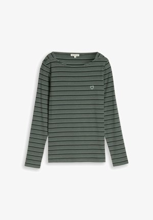 TOM TAILOR, LANGARMSHIRT MIT HERZ-STICKEREI - Maglietta a manica lunga - green dusty light green stripe