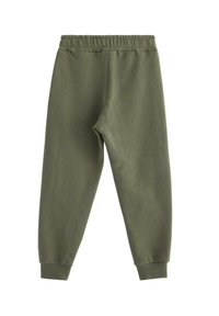 Olivgrüne Jogginghosen aus weichem Stoff, mit elastischem Bund und gerippten Bündchen, im gerade geschnittenen Design.