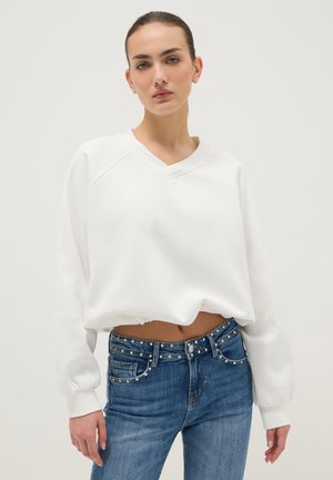WITH V-NECK - Sweatshirt - optical white