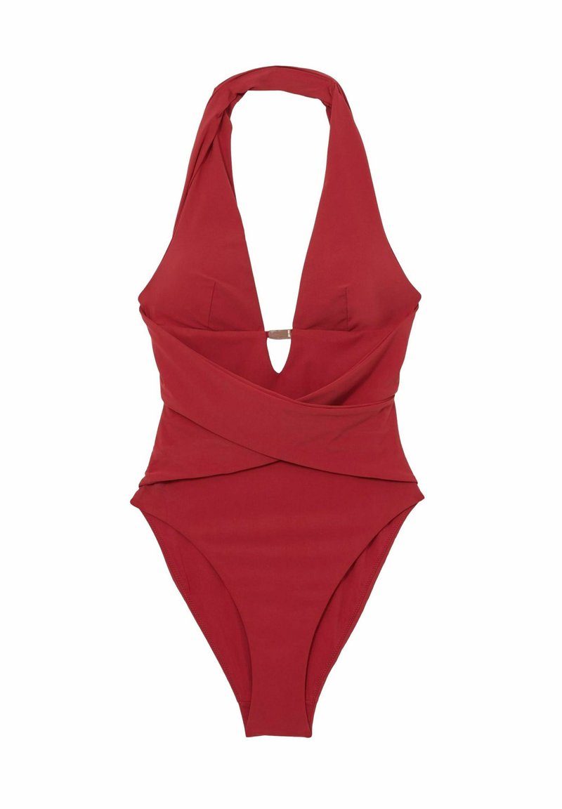 Reiss MAYA PLUNGE HALTERNECK - Baddräkt - dark red