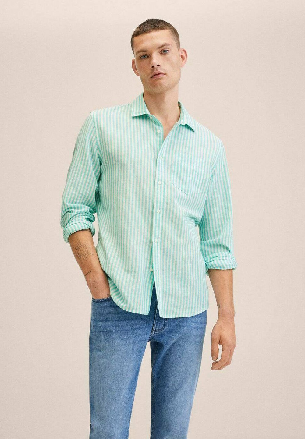 Mango RIG - Camicia - aqua green/verde chiaro - Zalando.it