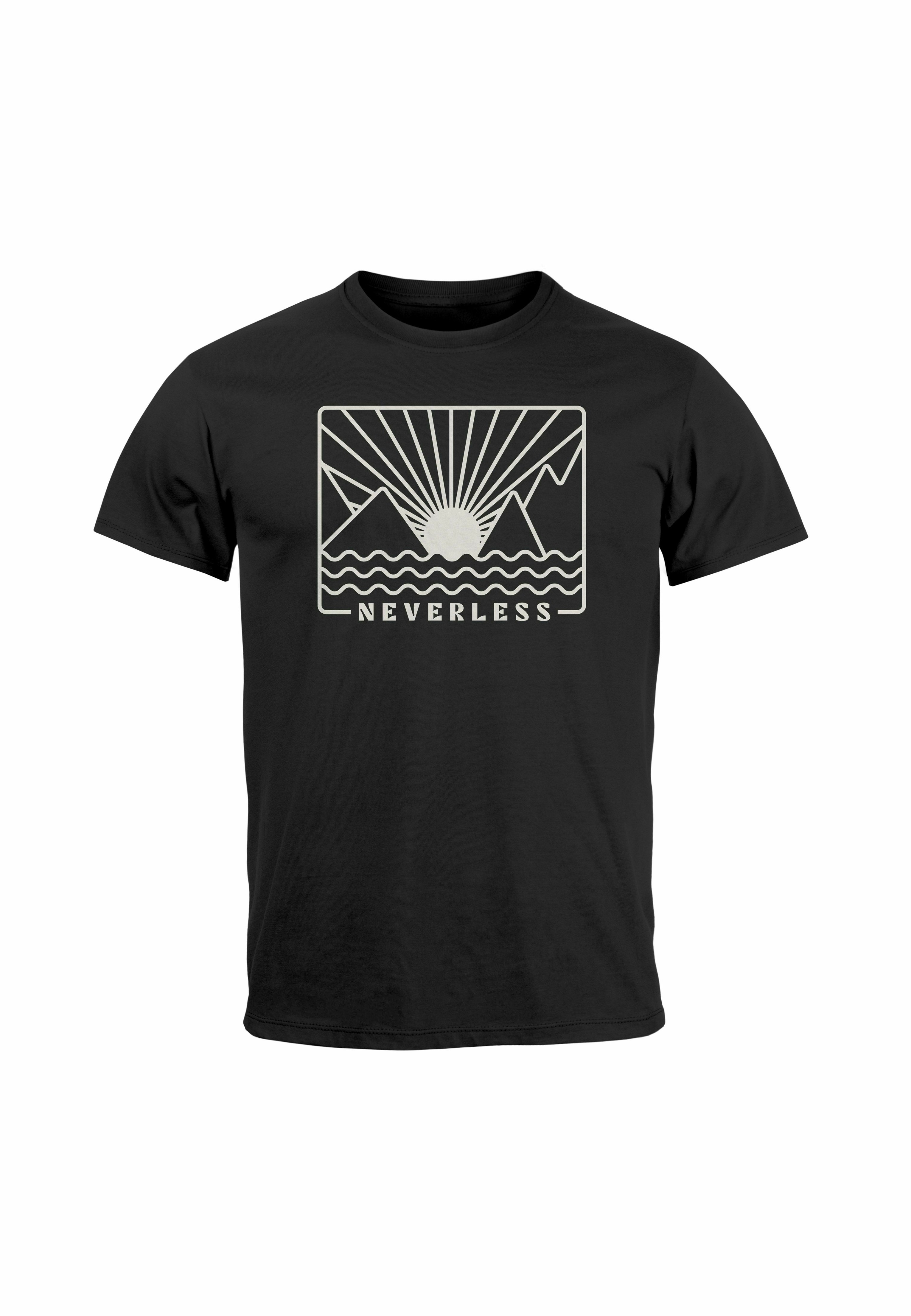 Neverless Herren T-Shirt Mit Outdoor-Badge Print – Slim Fit, 100% Baumwolle, Bis Größe 4XL