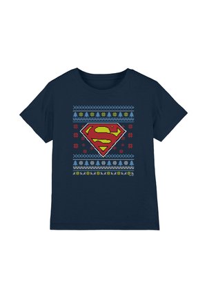 Warner Brothers, SUPERMAN UGLY CHRISTMAS LOGO UNISEX - Print T-shirt - dark blue