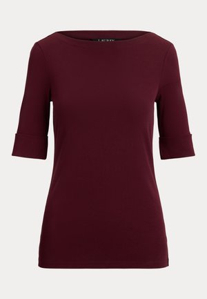 Lauren Ralph Lauren Petite, STRETCH COTTON BOATNECK TEE - T-Shirt basic - dark garnet