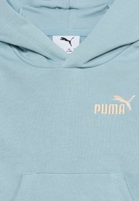 Φούτερ με κουκούλα για μικρό παιδί σε ανοιχτό μπλε χρώμα με μπροστινή τσέπη και κεντημένο λογότυπο Puma σε κρεμ χρώμα στο στήθος, ετικέτα μεγέθους μέσα στον γιακά.