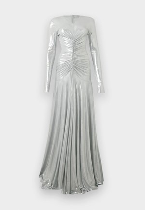 LONG SLEEVE V NECK - Vestido de fiesta - silver-coloured