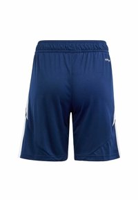 Karaļa zilas sporta īsās bikses ar gludu tekstūru, elastīgu jostu, sānu baltām akcentiem un AEROREADY zīmolu aizmugurē.